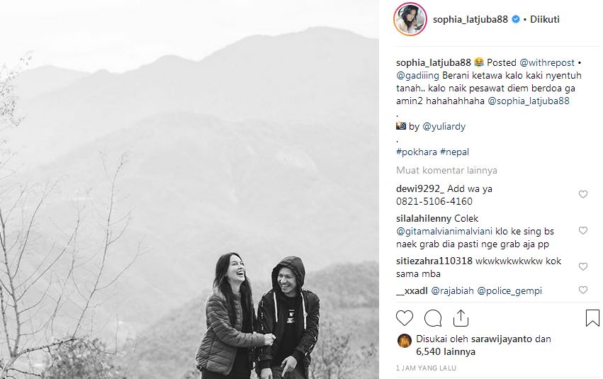 Ini komentar Gading Marten usai posting foto bareng Sophia Latjuba