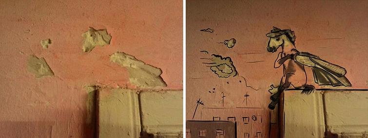 12 Ilustrasi dari tembok rusak ini bikin rumah makin berwarna