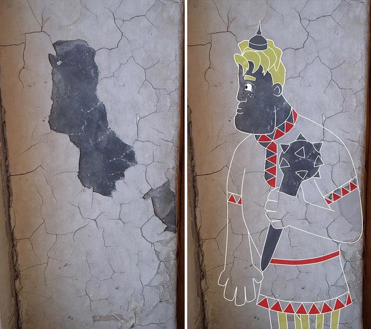 12 Ilustrasi dari tembok rusak ini bikin rumah makin berwarna