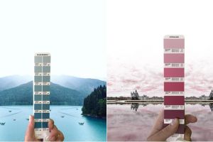 10 Foto pemandangan ketika dipadukan dengan kertas gradasi warna