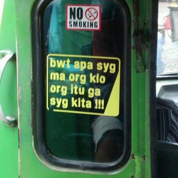 12 Stiker lucu yang ada di angkot ini bikin ngakak sampai tujuan