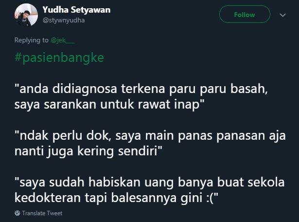 10 Cuitan lucu 'pasien bangke' ini kocaknya bikin ketawa ngakak