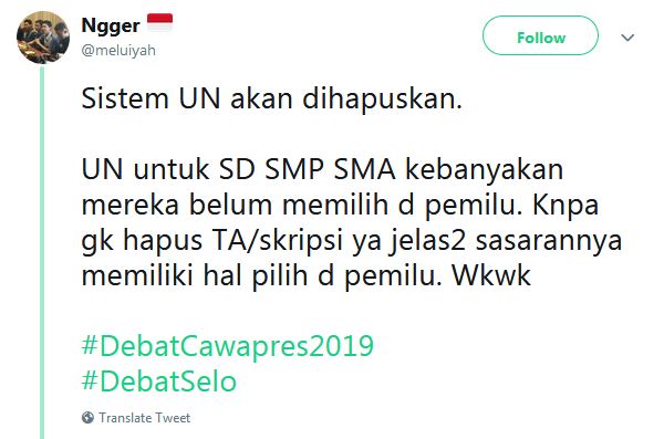 10 Cuitan lucu penghapusan UN di debat cawapres ini malah curhat