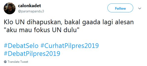 10 Cuitan lucu penghapusan UN di debat cawapres ini malah curhat