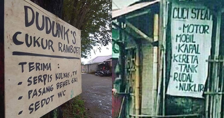 12 Papan tempat usaha ini bukti orang Indonesia multitalenta