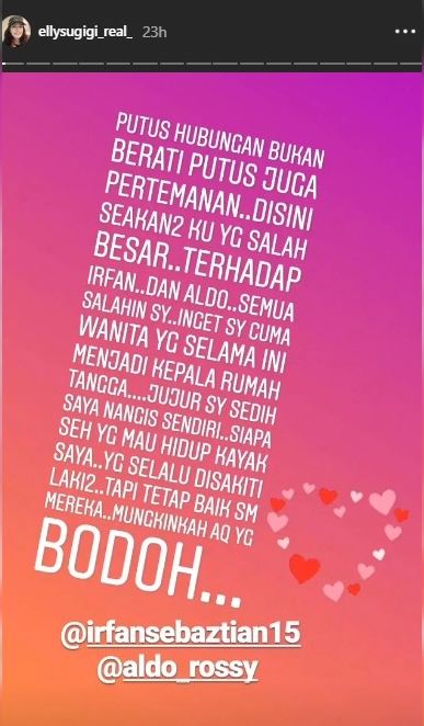 Elly Sugigi curhat galau soal hubungan, putus dari Irfan?