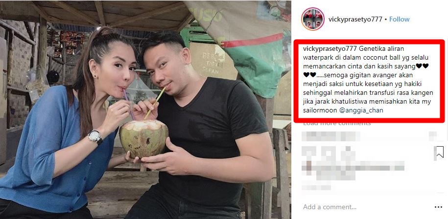 5 Caption Vicky Prasetyo untuk Anggia Chan, bikin gagal paham