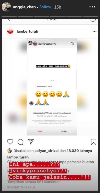 5 Caption Vicky Prasetyo untuk Anggia Chan, bikin gagal paham