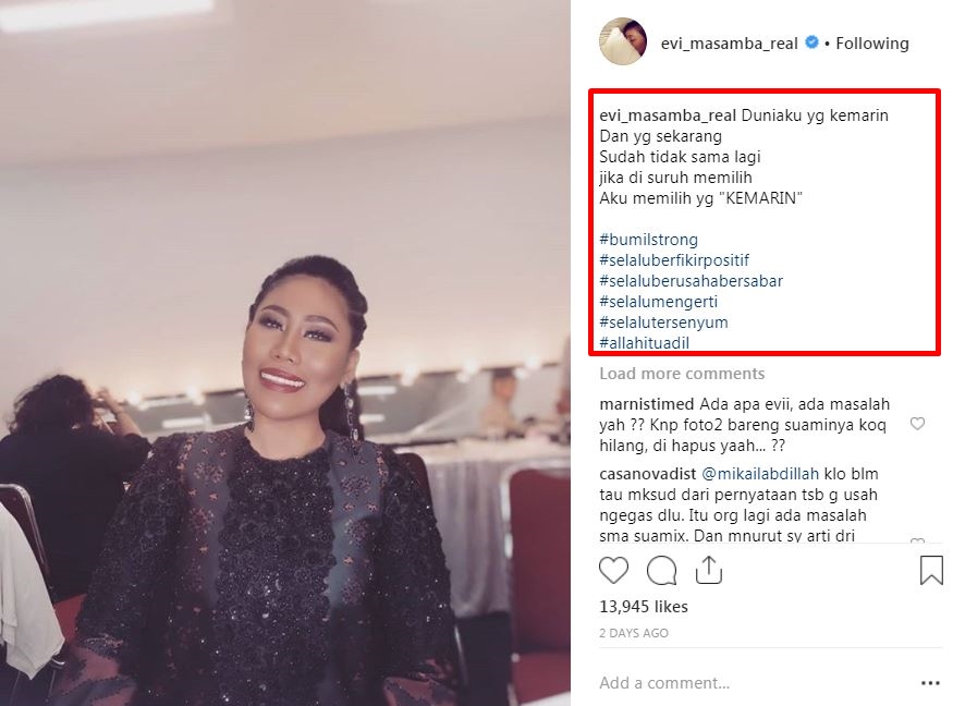 6 Curhat galau Evi Masamba, sedang heboh dikabarkan bercerai