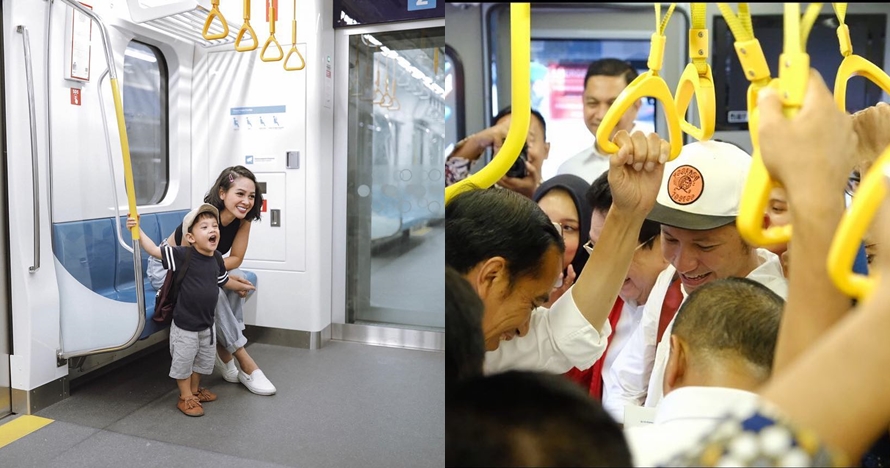 Gaya 10 seleb naik MRT Jakarta, ada yang sambil momong anak