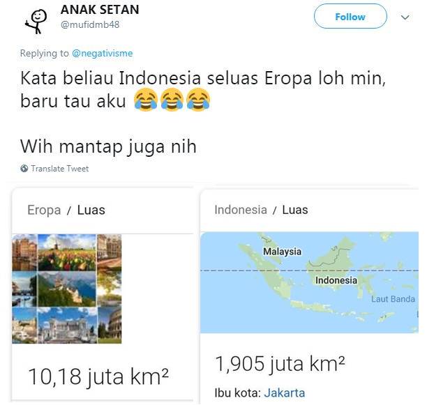 10 Meme lucu 'Indonesia seluas benua Eropa' ini menggelitik abis