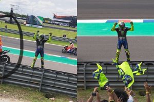 Selfie di atas motor Valentino Rossi, aksi marshal ini jadi sorotan