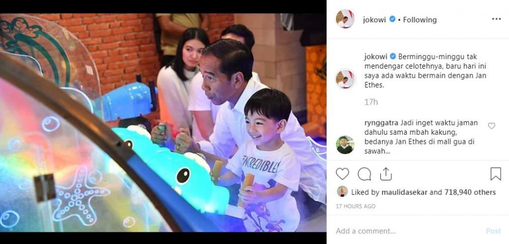 6 Permainan yang dilakukan Jokowi saat momong Jan Ethes