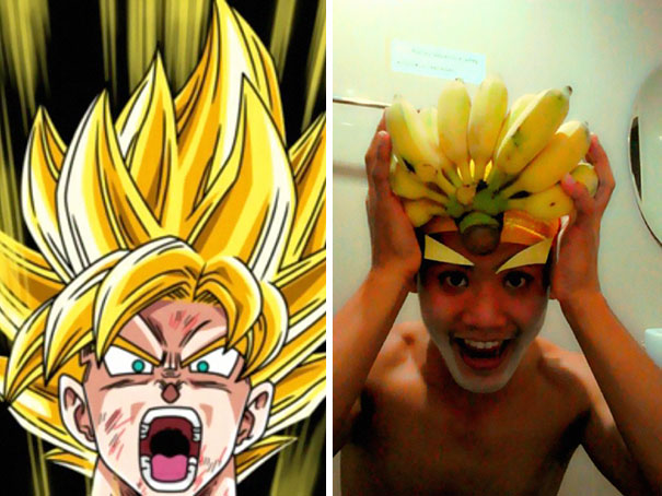 10 Cosplay tokoh Dragon Ball pakai barang low budget, kocak abis