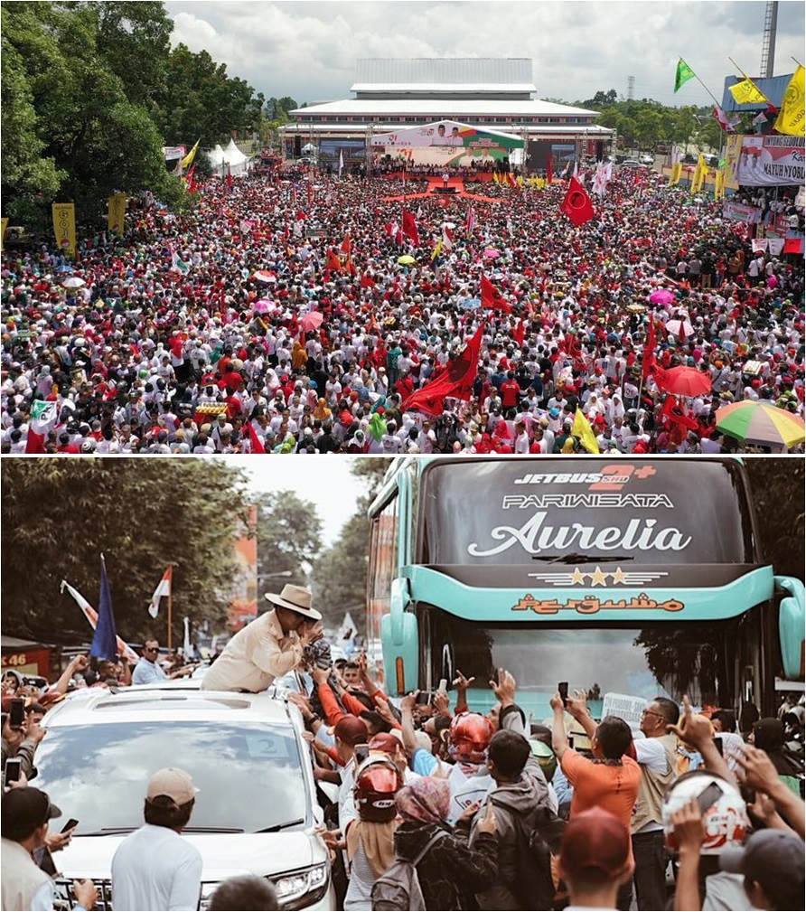 6 Potret perbandingan kampanye Jokowi vs Prabowo di satu kota sama