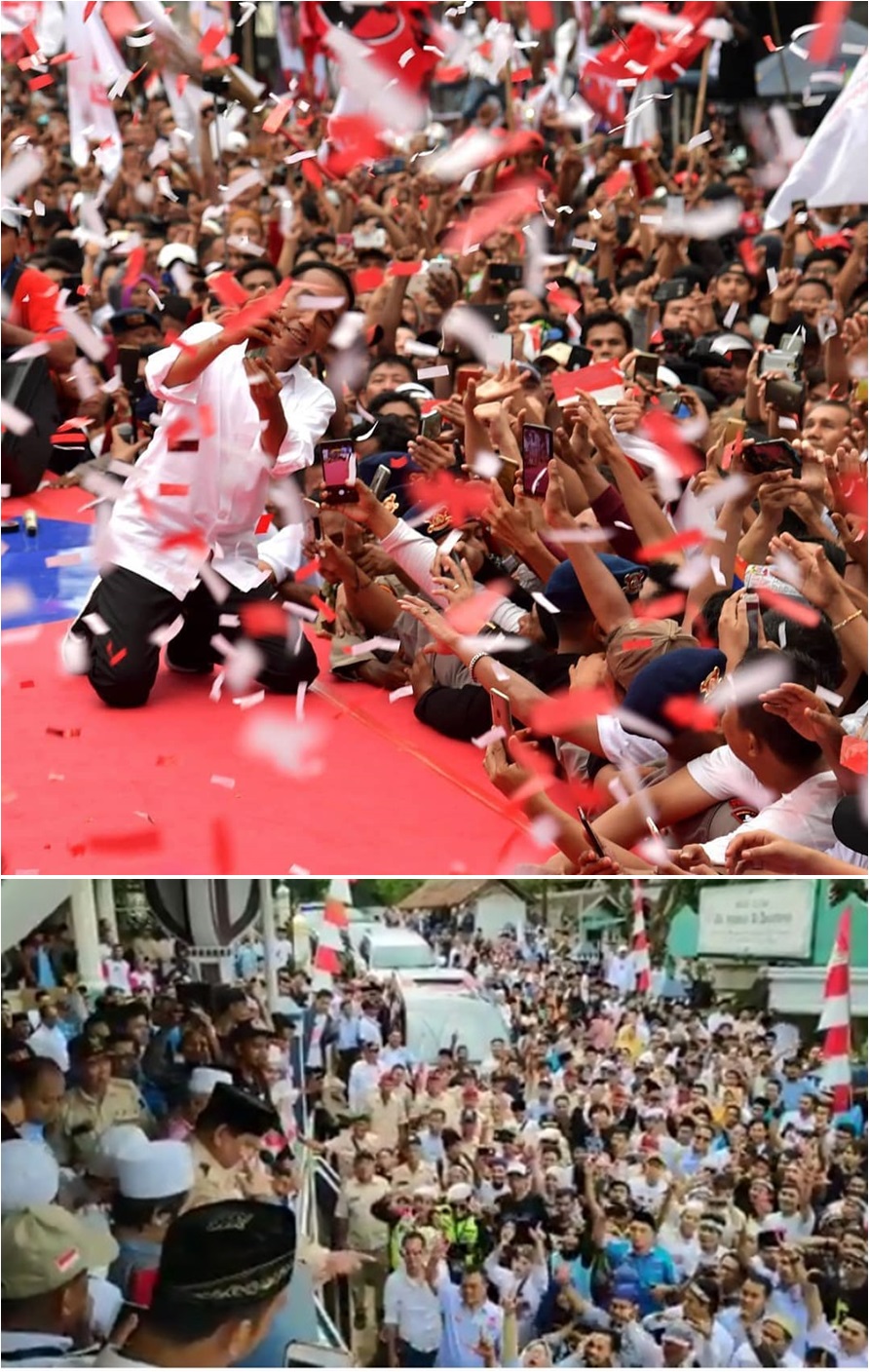 6 Potret perbandingan kampanye Jokowi vs Prabowo di satu kota sama