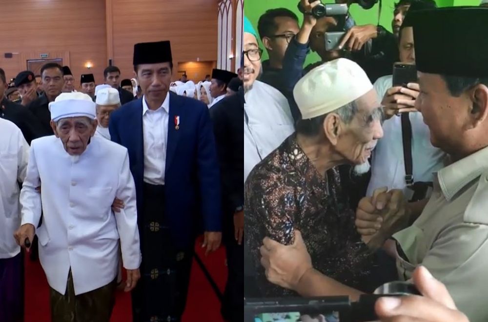 4 Beda gaya Jokowi dan Prabowo saat kunjungi tokoh penting