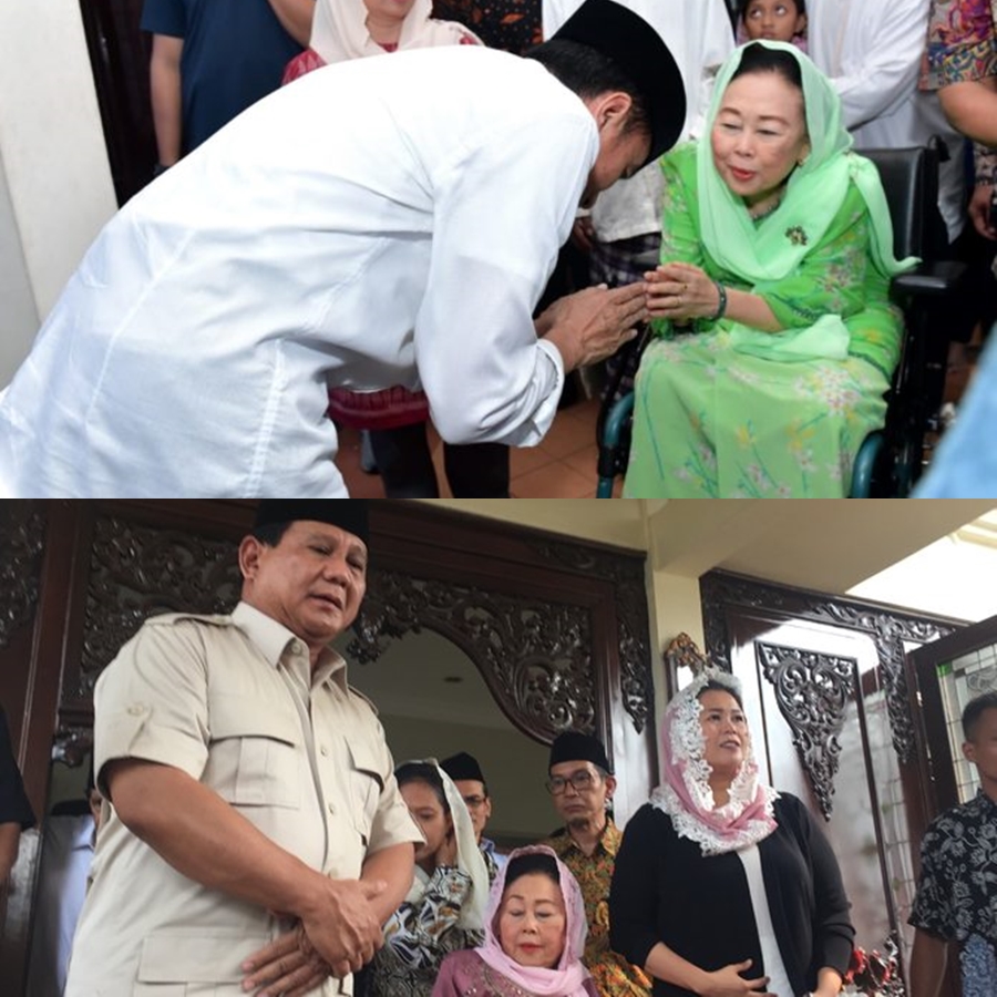 4 Beda gaya Jokowi dan Prabowo saat kunjungi tokoh penting