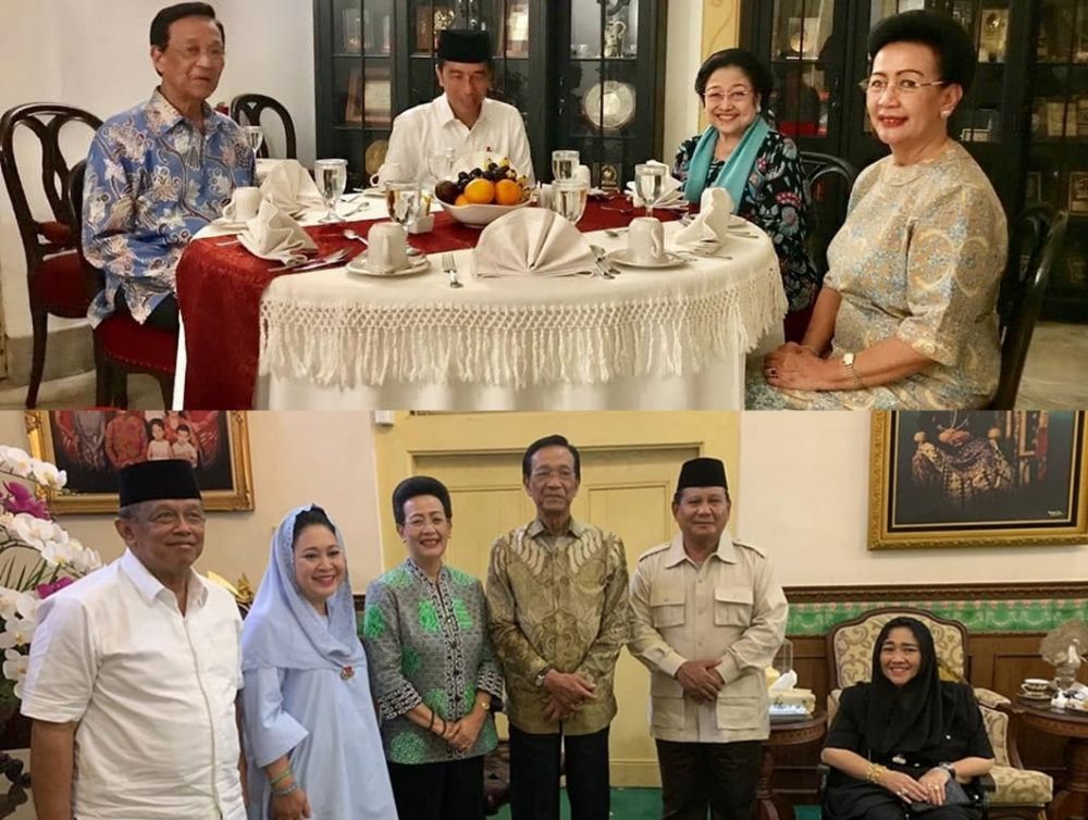 4 Beda gaya Jokowi dan Prabowo saat kunjungi tokoh penting