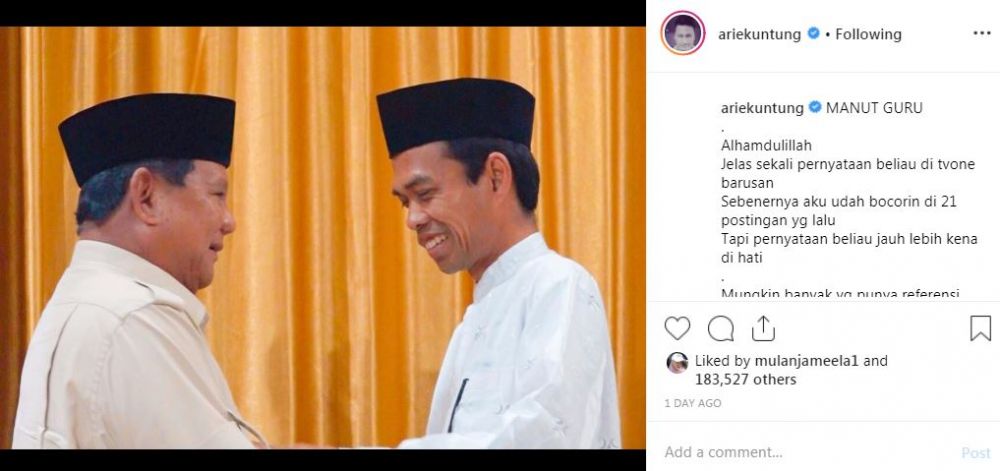 7 Seleb ini mantap dukung Prabowo-Sandi di Pilpres 2019