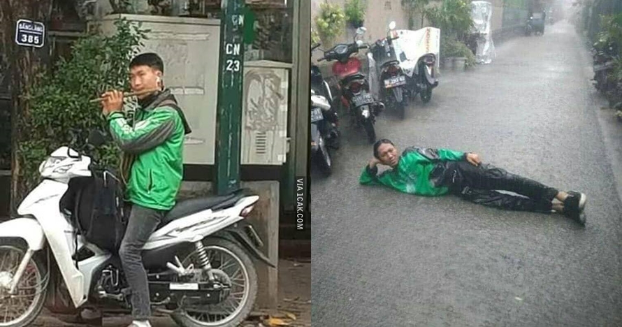  11 Tingkah absurd driver ojek online nunggu pelanggan, kocak