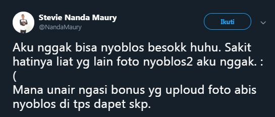 10 Cuitan lucu nggak bisa coblos, endingnya bikin baper