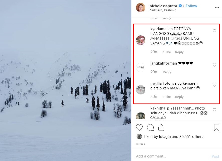 Nicholas Saputra hapus foto selfienya, ini reaksi kocak warganet