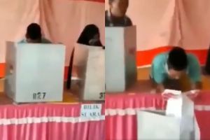 Terlalu semangat nyoblos, pria ini alami kejadian apes tapi kocak