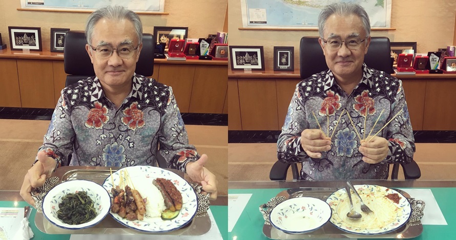 7 Gaya unik Dubes Jepang cicipi makanan Indonesia, jadi sorotan