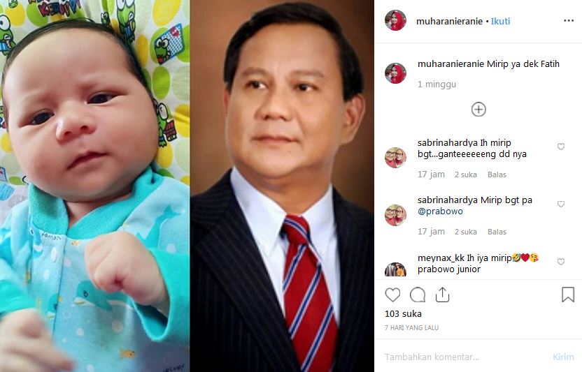 Viral bayi mirip dengan Prabowo, didoakan warganet jadi presiden