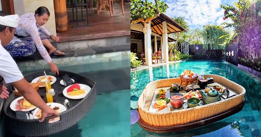 Video ekspektasi floating breakfast ala Bali, endingnya apes
