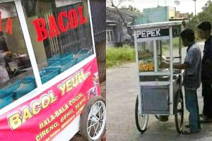 11 Spanduk di gerobak pedagang makanan ini bikin mikir keras