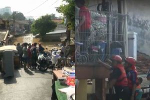 10 Foto proses evakuasi warga korban banjir Kali Ciliwung