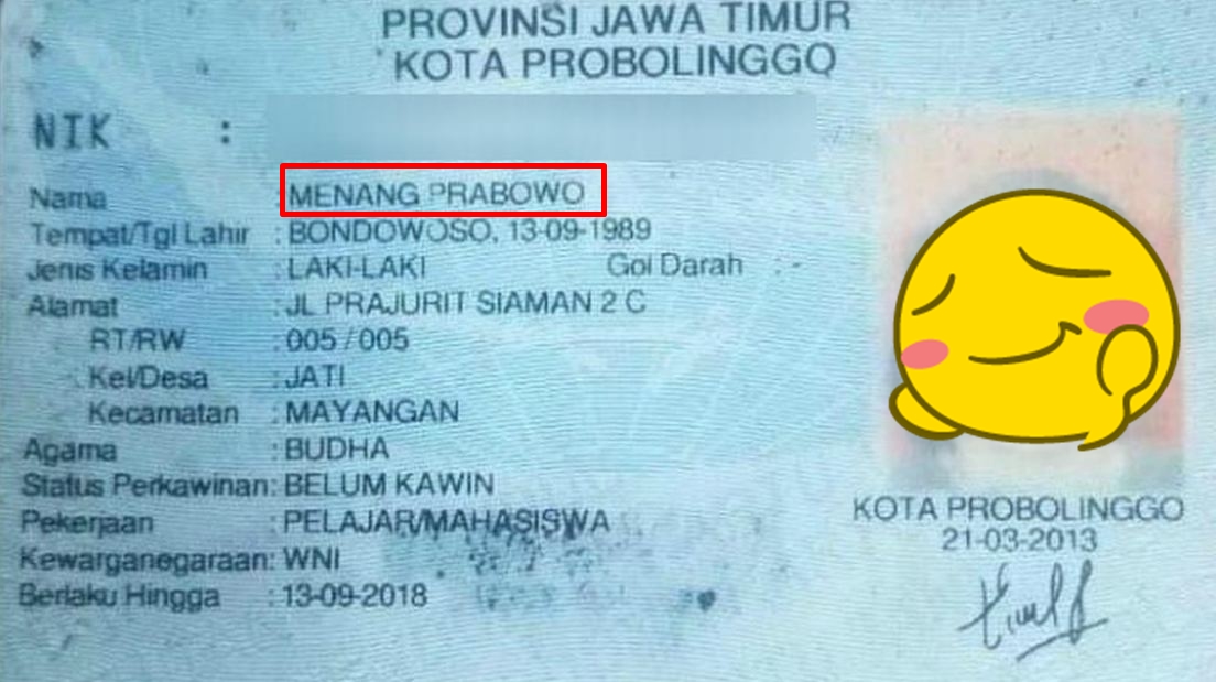 Viral nama KTP Menang Prabowo, begini kisah uniknya