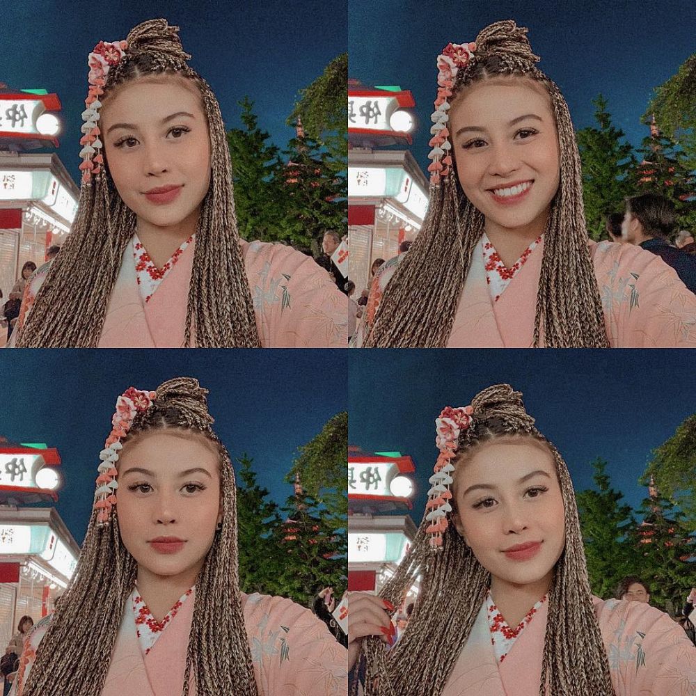 7 Potret Awkarin pakai kimono di Jepang, rambutnya jadi sorotan