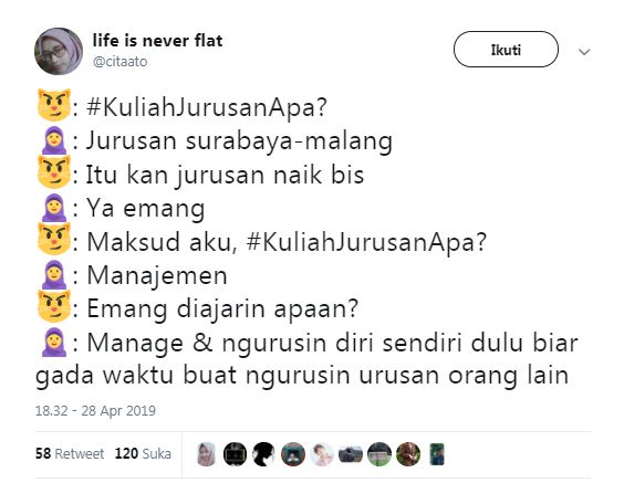 12 Cuitan lucu #KuliahJurusanApa ini bikin kamu auto gagal paham