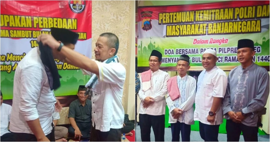 Tanda damai, timses Jokowi dan Prabowo tukar sarung