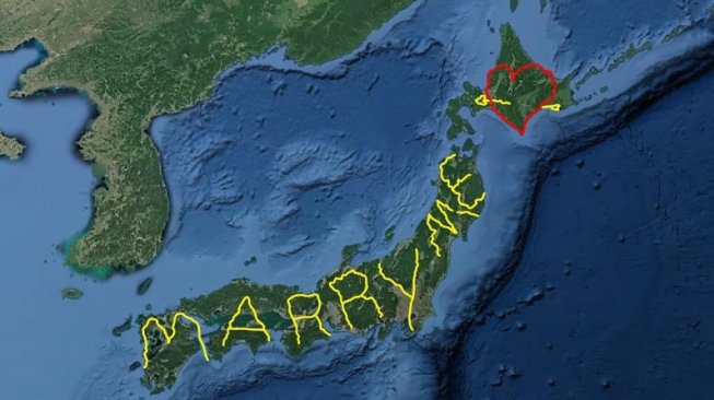 Pria ini keliling Jepang pakai GPS untuk lamar pacarnya