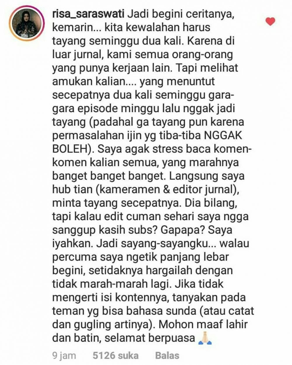 Banyak tuntutan warganet, Risa Saraswati tutup channel Youtube?