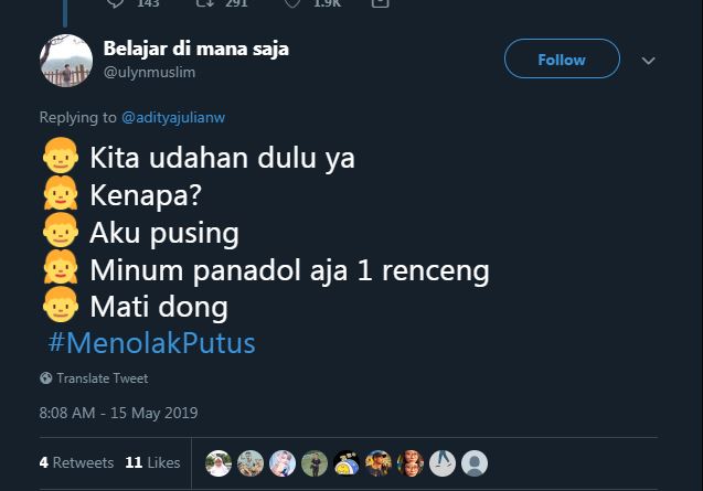 10 Cuitan lucu nolak diputusin pacar ini bikin tepuk jidat