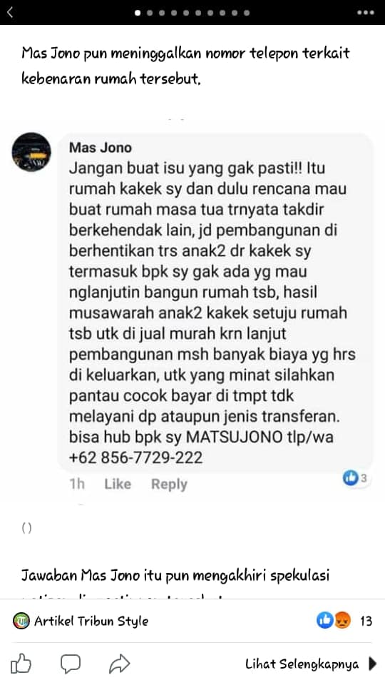 Viral rumah megah di tengah sawah, ini penjelasan sang ahli waris