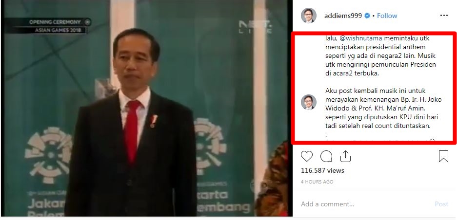 Ucapan selamat 9 seleb atas kemenangan Jokowi-Ma'ruf Amin