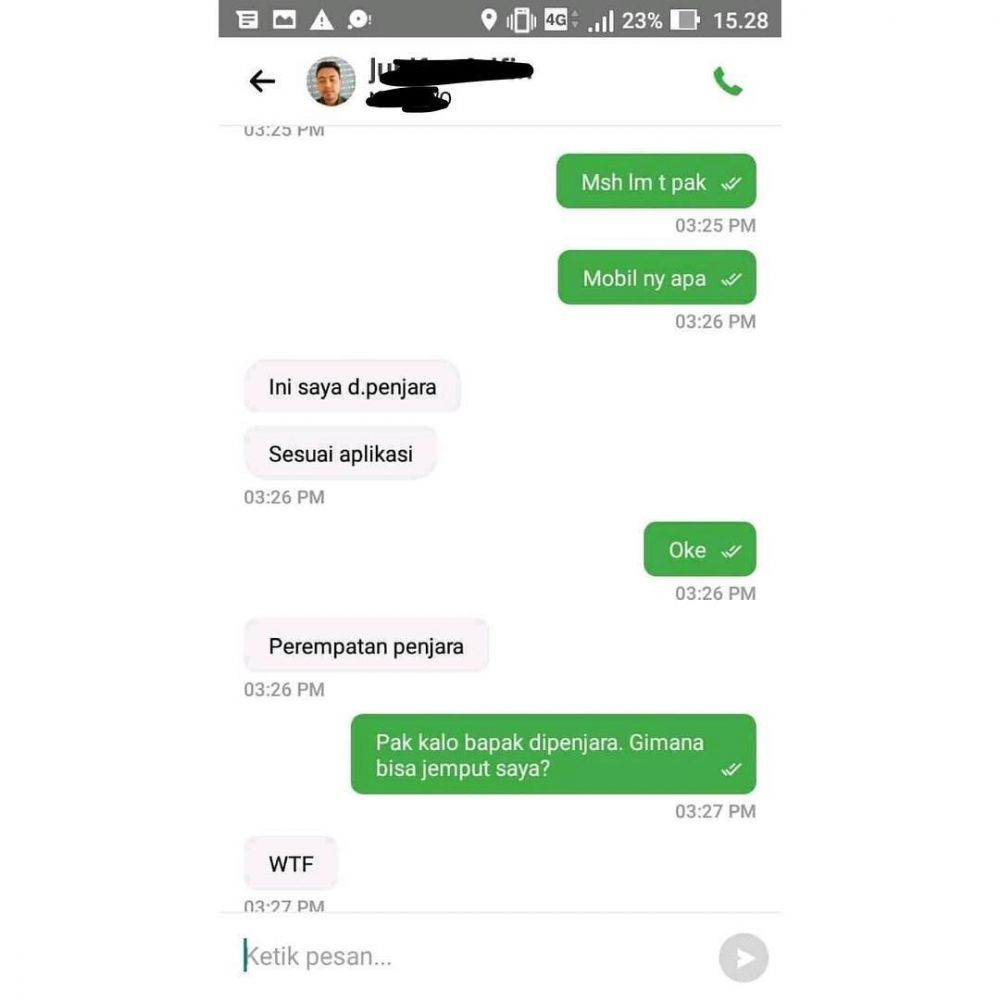 11 Chat lucu lokasi absurd penumpang ojek online ini bikin kesel