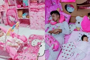 7 Potret kamar pasangan suami-istri tema Hello Kitty, nyentrik abis