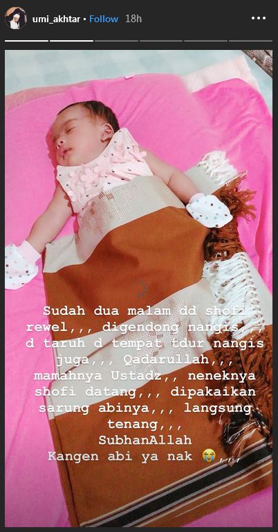 Sang ayah meninggal, putri bungsu Ustaz Arifin Ilham sering rewel