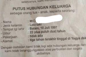 Duh, cowok ini dicoret dari Kartu Keluarga via pengumuman koran