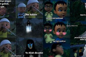 8 Meme lucu reaksi Upin Ipin ketemu hantu, bikin tepuk jidat