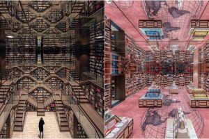 7 Potret langit-langit toko buku dari cermin ini bikin melongo