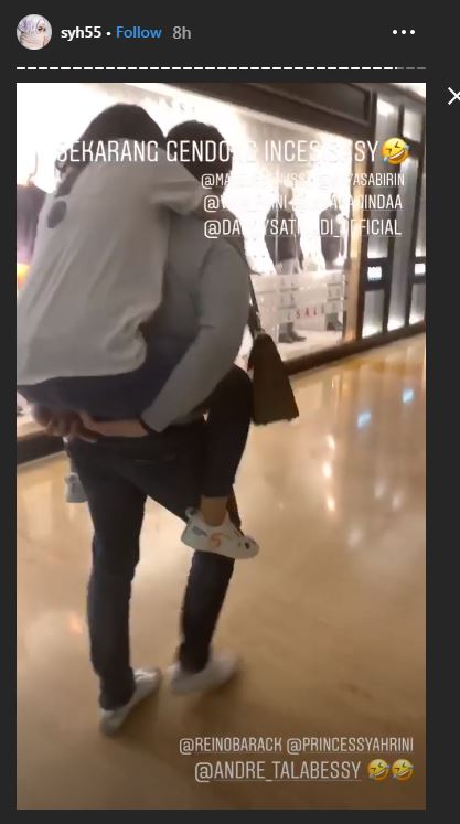 Momen manis Syahrini digendong Reino usai kelelahan nonton film