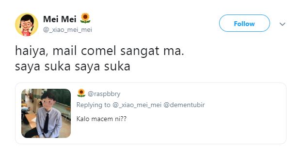 10 Cuitan lucu kisah cinta terpendam Mei Mei pada Mail, kocak abis